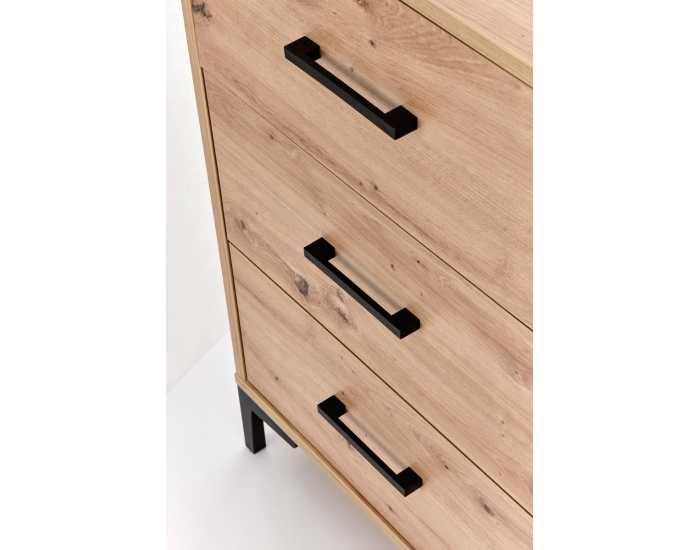 Dvojdverová komoda so zásuvkami Raven KM1 - dub artisan / čierna