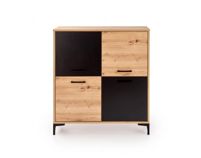 Štvordverová komoda Raven KM2 - dub artisan / čierna