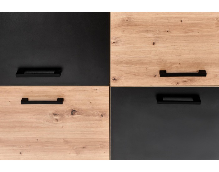 Štvordverová komoda Raven KM2 - dub artisan / čierna