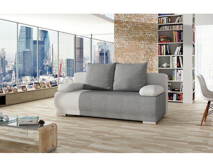 Rozkladacia pohovka s úložným priestorom Real - svetlosivá / biela