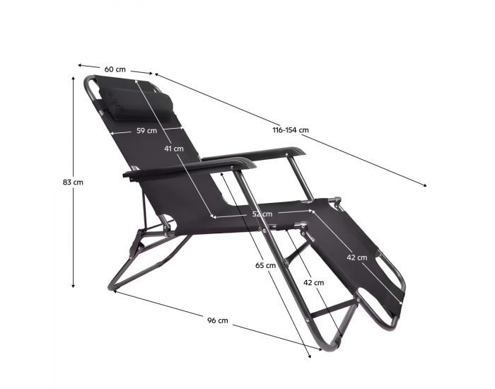 Záhradné lehátko Reged - čierna