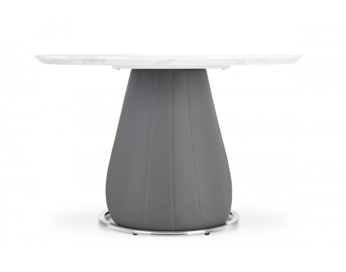 Okrúhly jedálenský stôl Remigio - biely mramor / sivá