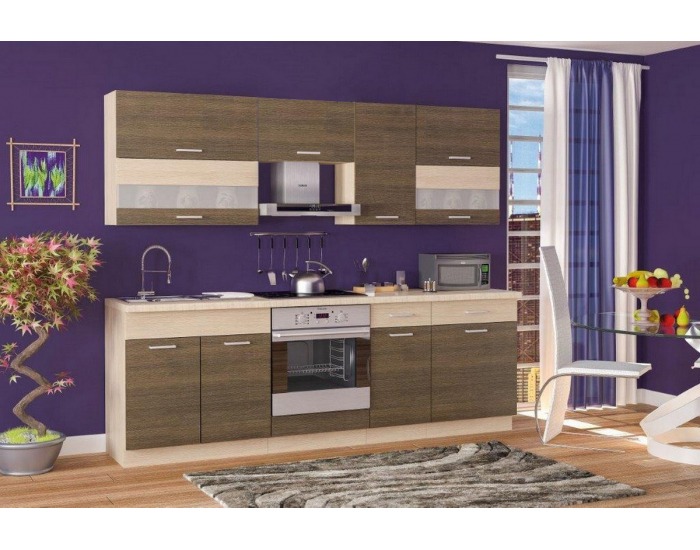 Kuchyňa Harmonia 240 - dub tmavý / dub svetlý