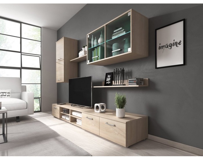 Obývacia stena s osvetlením Klara - dub sonoma