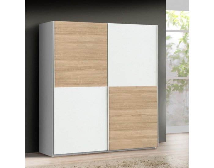 Šatníková skriňa s posuvnými dverami Simon A - dub sonoma / biela