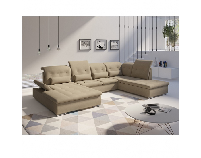 Rohová sedačka U s rozkladom Resta P - béžová