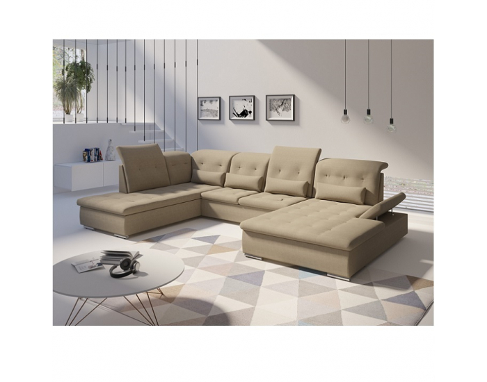 Rohová sedačka U s rozkladom Resta L - béžová