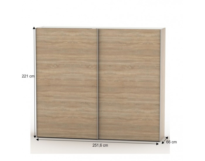 Šatníková skriňa s posuvnými dverami Ria 250 - dub riviera