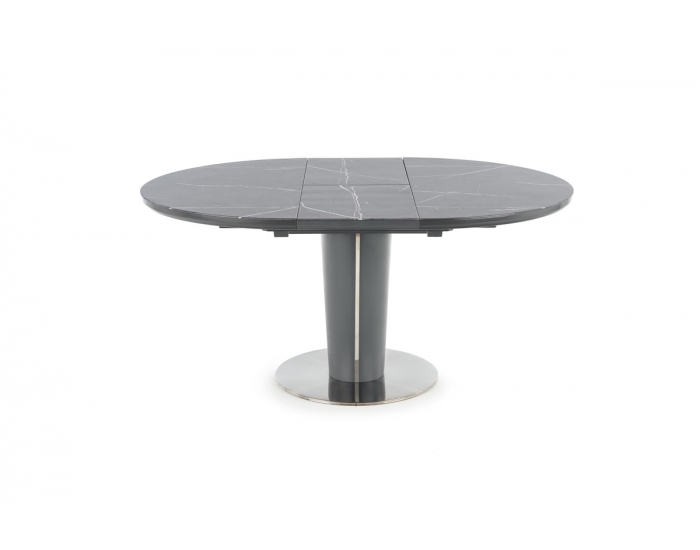 Okrúhly rozkladací jedálenský stôl Ricardo - sivý mramor / tmavosivá