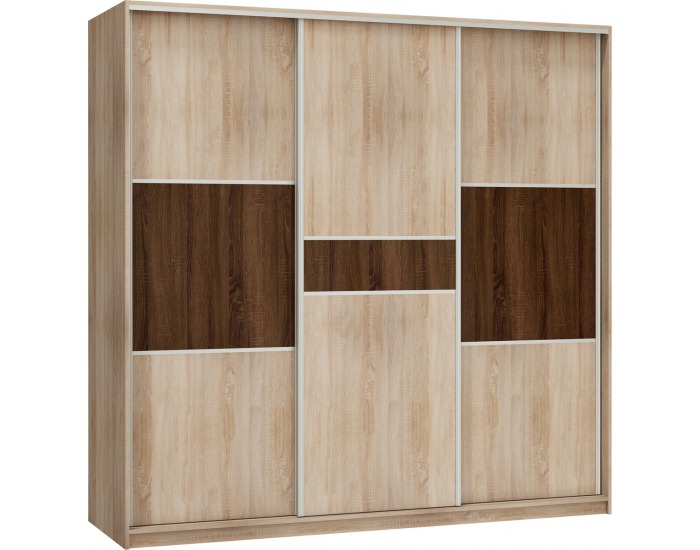 Šatníková skriňa s posuvnými dverami Rico 220D 3D - sonoma svetlá / sonoma tmavá
