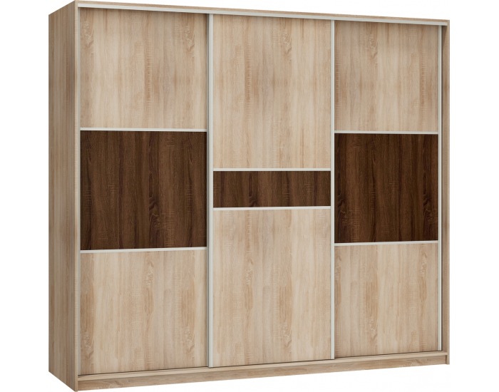 Šatníková skriňa s posuvnými dverami Rico 240D 3D - sonoma svetlá / sonoma tmavá