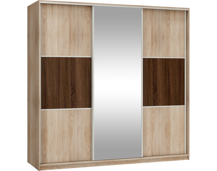 Šatníková skriňa s posuvnými dverami Rico L220D 3D - sonoma svetlá / sonoma tmavá