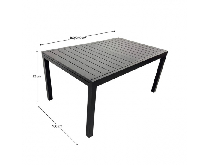 Záhradný rozkladací stôl Riko 160/240 - čierna