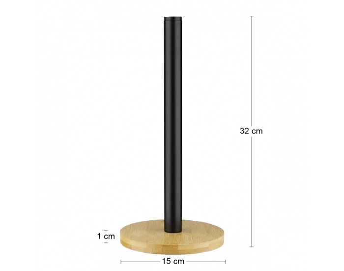 Stojan na kuchynské utierky Rikon - čierna / bambus