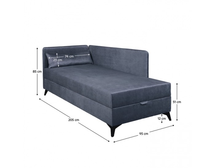 Jednolôžková posteľ (váľanda) s úložným priestorom Rinun - modrá