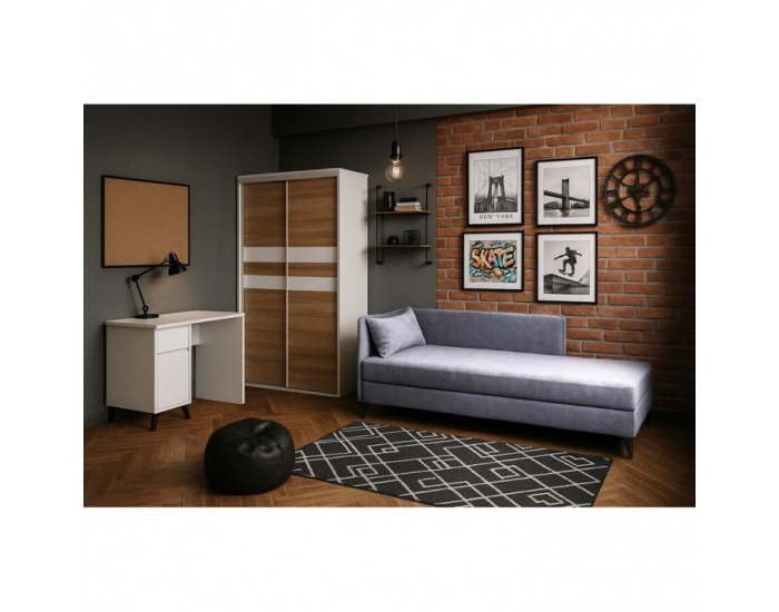 Jednolôžková posteľ (váľanda) s úložným priestorom Rinun - sivofialová