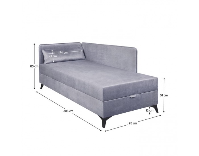 Jednolôžková posteľ (váľanda) s úložným priestorom Rinun - sivofialová