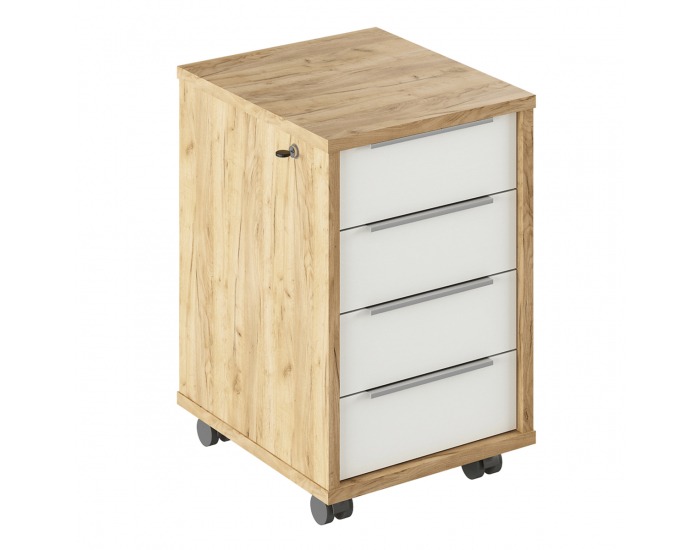 Kontajner na kolieskach a so zámkom Rioma Typ 30 - dub artisan / biela