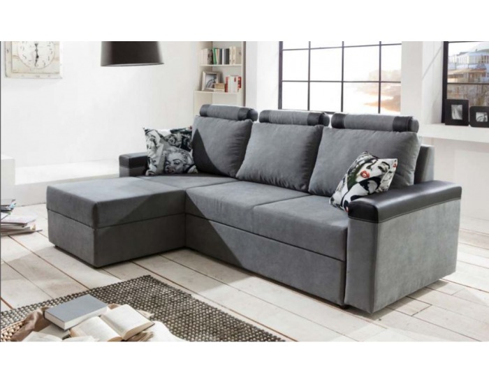 Rohová sedačka s rozkladom Rio Grande - poseidon sivá / armada PU čierna