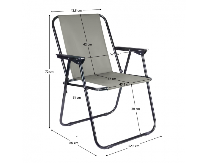 Skladacia kempingová stolička Riston - svetlosivá / čierna