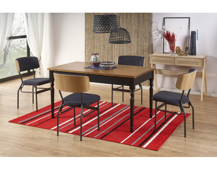 Rozkladací jedálenský stôl Rococo - tmavý dub / čierna