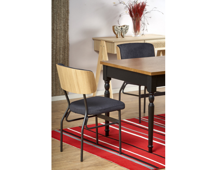 Rozkladací jedálenský stôl Rococo - tmavý dub / čierna