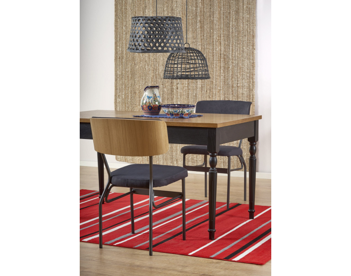 Rozkladací jedálenský stôl Rococo - tmavý dub / čierna