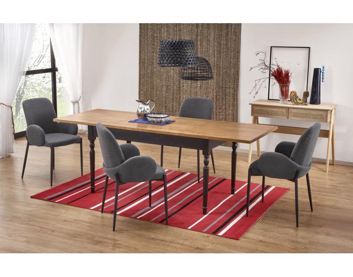 Rozkladací jedálenský stôl Rococo - tmavý dub / čierna