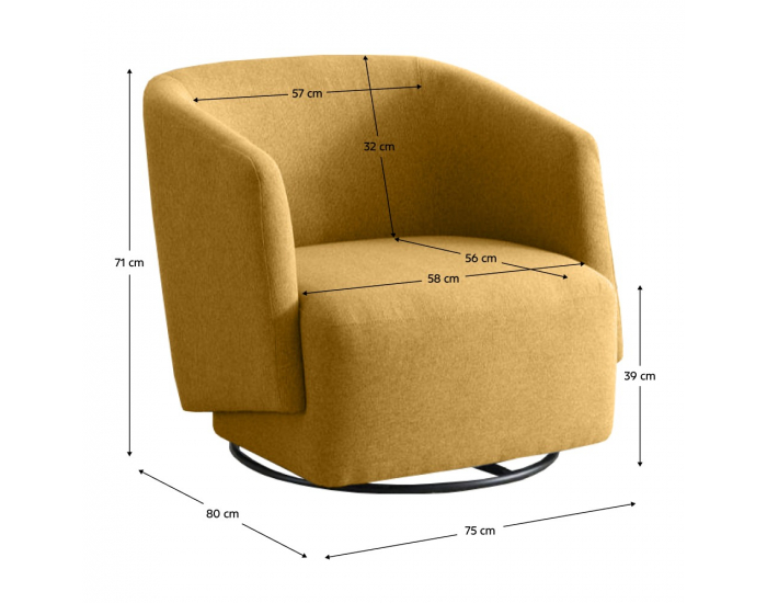 Dizajnové otočné kreslo Rodon - žltá