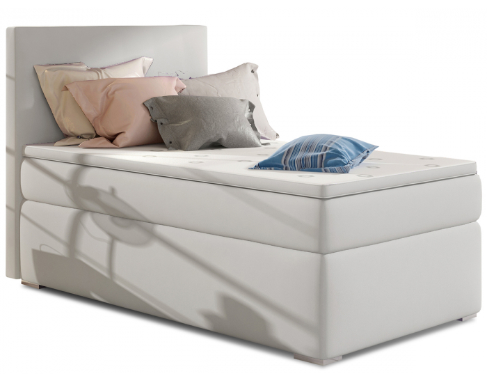 Čalúnená jednolôžková posteľ s úložným priestorom Rodrigo 90 P - biela