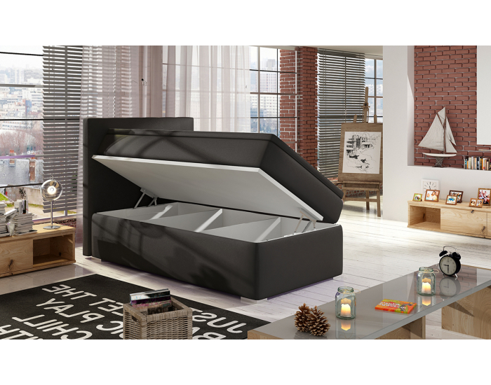 Čalúnená jednolôžková posteľ s úložným priestorom Rodrigo 90 L - sivá