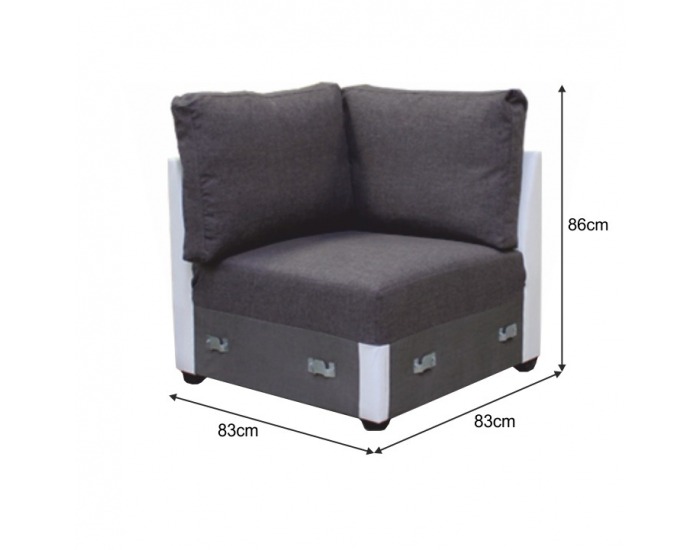 Rohová časť Oregon 09 - sivá / biela