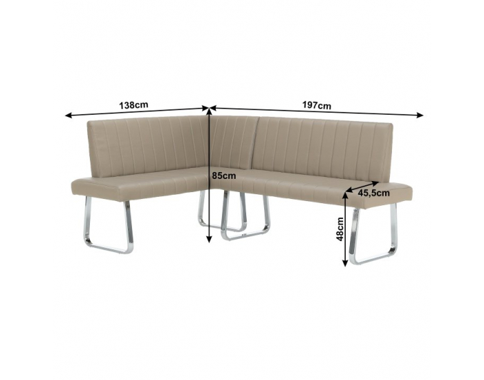 Rohová lavica do kuchyne Emori Set P - sivohnedá