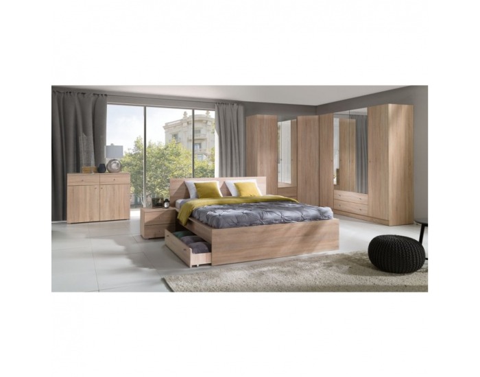 Rohová šatníková skriňa Mexim 1D - dub sonoma