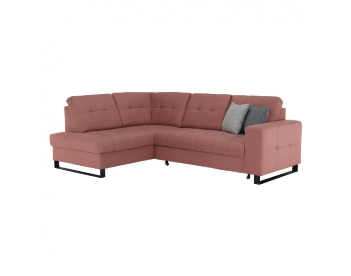 Rohová sedačka s rozkladom a úložným priestorom Byron L - lososová / sivá / svetlosivá / čierna