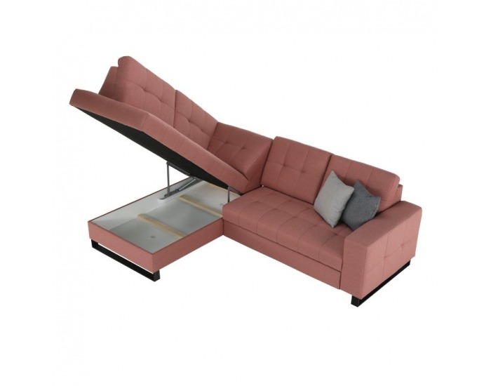 Rohová sedačka s rozkladom a úložným priestorom Byron L - lososová / sivá / svetlosivá / čierna