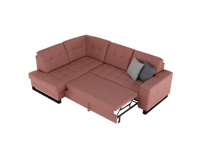 Rohová sedačka s rozkladom a úložným priestorom Byron L - lososová / sivá / svetlosivá / čierna