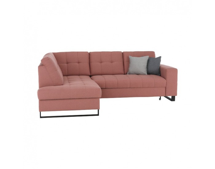 Rohová sedačka s rozkladom a úložným priestorom Byron L - lososová / sivá / svetlosivá / čierna