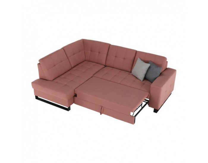 Rohová sedačka s rozkladom a úložným priestorom Byron L - lososová / sivá / svetlosivá / čierna