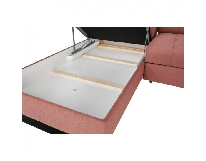 Rohová sedačka s rozkladom a úložným priestorom Byron L - lososová / sivá / svetlosivá / čierna