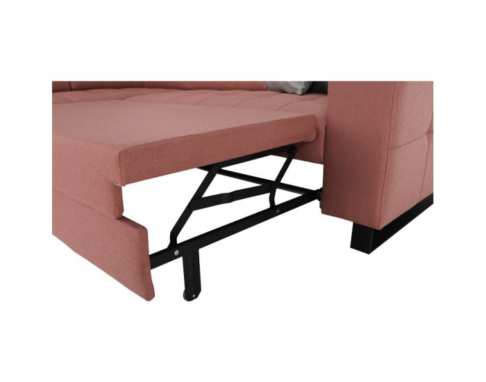 Rohová sedačka s rozkladom a úložným priestorom Byron L - lososová / sivá / svetlosivá / čierna