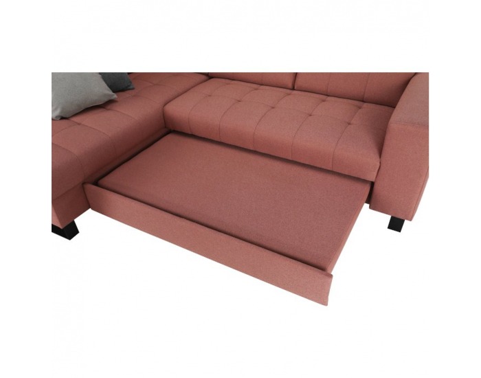 Rohová sedačka s rozkladom a úložným priestorom Byron L - lososová / sivá / svetlosivá / čierna