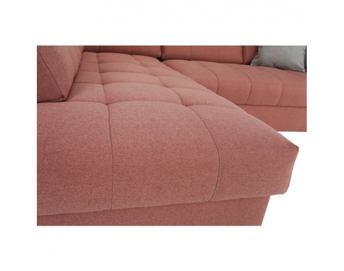 Rohová sedačka s rozkladom a úložným priestorom Byron L - lososová / sivá / svetlosivá / čierna