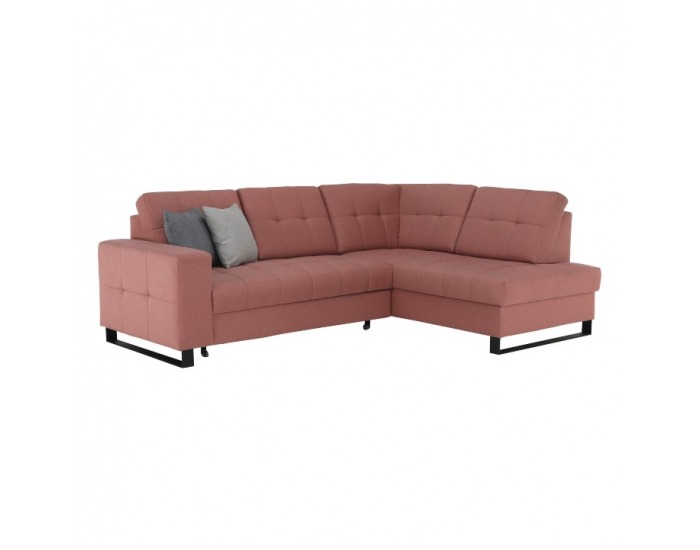 Rohová sedačka s rozkladom a úložným priestorom Byron P - lososová / sivá / svetlosivá / čierna