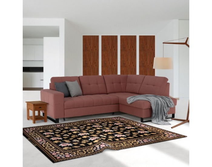 Rohová sedačka s rozkladom a úložným priestorom Byron P - lososová / sivá / svetlosivá / čierna