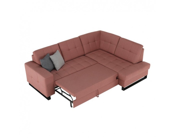 Rohová sedačka s rozkladom a úložným priestorom Byron P - lososová / sivá / svetlosivá / čierna