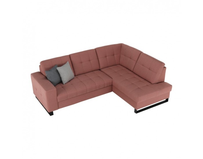 Rohová sedačka s rozkladom a úložným priestorom Byron P - lososová / sivá / svetlosivá / čierna