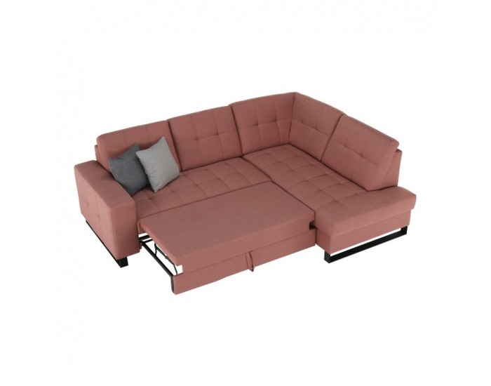 Rohová sedačka s rozkladom a úložným priestorom Byron P - lososová / sivá / svetlosivá / čierna