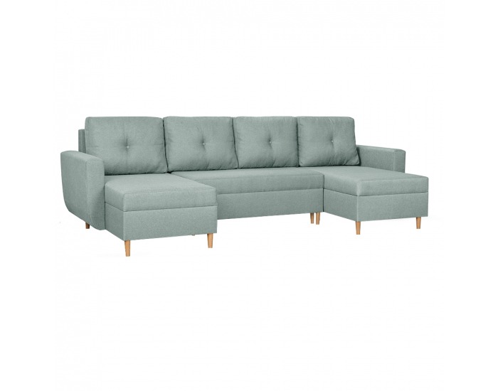 Rohová sedačka s rozkladom a úložným priestorom Dorel U L/P - mentolová