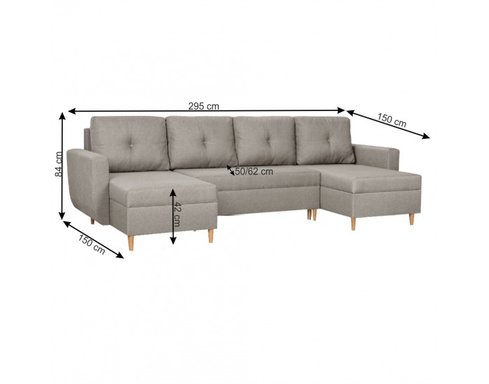 Rohová sedačka s rozkladom a úložným priestorom Dorel U L/P - svetlohnedá